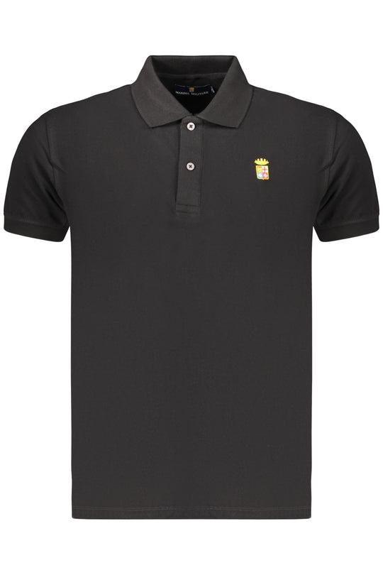 Marina Militare Navy Men's Black Short-Sleeved Polo Shirt